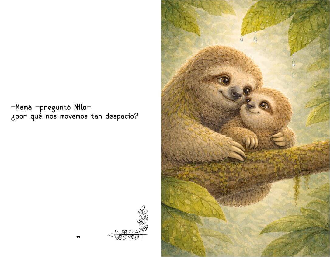 Página interior del libro El secreto del bosque: Nilo pregunta a Luna