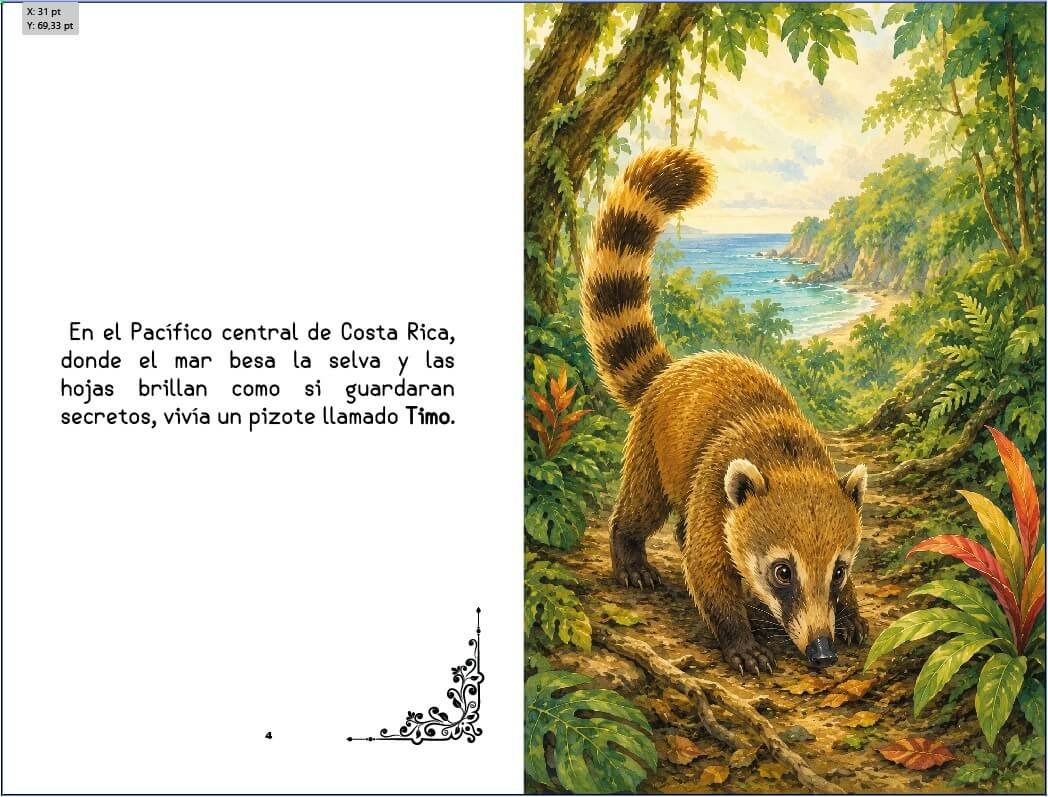 Páginas 4 y 5 del libro El Pizote Comelón